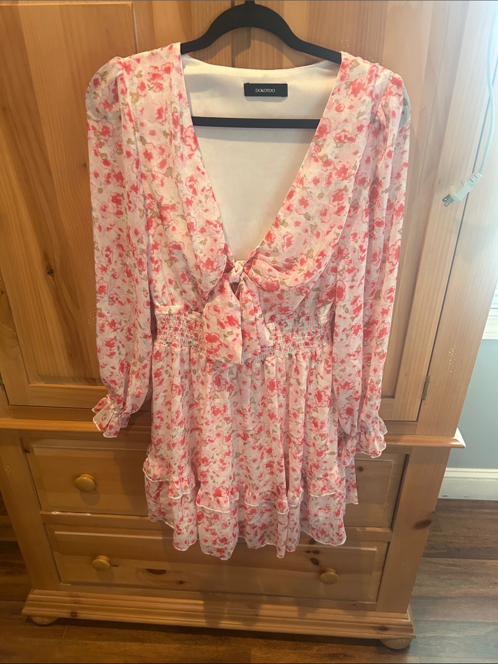 Do + Be Pink Floral Tie-Front Mini Dress